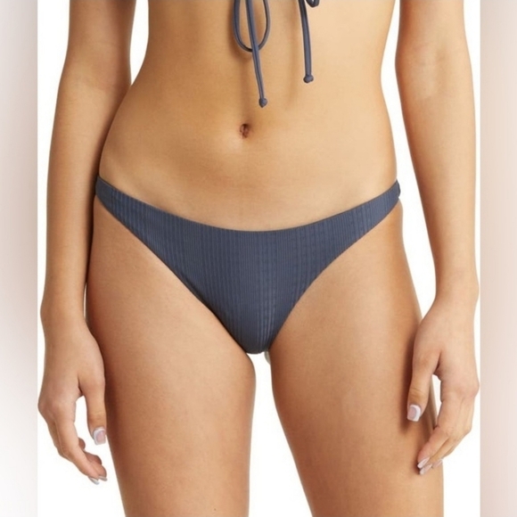 New L*Space Camacho Pointelle Rib Full Cut Slate Bikini Bottom NWT Medium - Picture 1 of 12